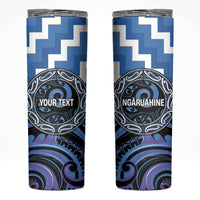 Aotearoa Ngaruahine Personalised Skinny Tumbler Maori Iwi Poutama Puhoro Tattoo LT14 Blue - Polynesian Pride