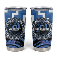 Aotearoa Ngaruahine Personalised Tumbler Cup Maori Iwi Poutama Puhoro Tattoo LT14 Blue - Polynesian Pride