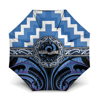 Aotearoa Ngaruahine Umbrella Maori Iwi Poutama Puhoro Tattoo LT14 One Size Folded 11.42 inch Opened Diameter 37.4 inch Blue - Polynesian Pride
