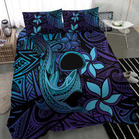 Nukuoro Atoll Bedding Set Polynesian Shark Tattoo Purple Gradient Vibes