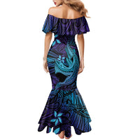 Nukuoro Atoll Family Matching Mermaid Dress and Hawaiian Shirt Polynesian Shark Tattoo Purple Gradient Vibes LT14 - Polynesian Pride