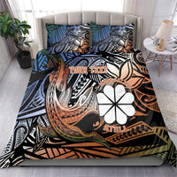 Personalised Kwajalein Atoll Bedding Set Polynesian Shark Tattoo Gradient Vibes LT14 - Polynesian Pride