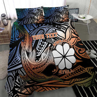 Personalised Kwajalein Atoll Bedding Set Polynesian Shark Tattoo Gradient Vibes LT14 - Polynesian Pride