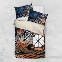 Personalised Kwajalein Atoll Bedding Set Polynesian Shark Tattoo Gradient Vibes LT14 US Twin 172cm x 218cm Black - Polynesian Pride