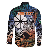 Personalised Kwajalein Atoll Family Matching Tank Maxi Dress and Hawaiian Shirt Polynesian Shark Tattoo Gradient Vibes