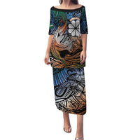 Personalised Kwajalein Atoll Puletasi Polynesian Shark Tattoo Gradient Vibes