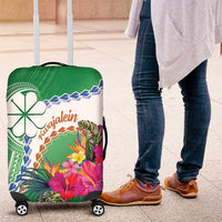 Marshall Islands Kwajalein Atoll Luggage Cover Curves Polynesian Mix Tropical Flowers LT14 Green - Polynesian Pride