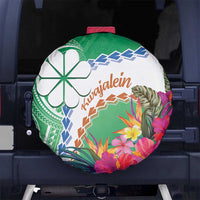 Marshall Islands Kwajalein Atoll Spare Tire Cover Curves Polynesian Mix Tropical Flowers