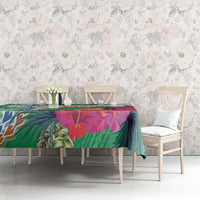 Marshall Islands Kwajalein Atoll Tablecloth Curves Polynesian Mix Tropical Flowers