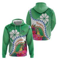 Marshall Islands Kwajalein Atoll Zip Hoodie Curves Polynesian Mix Tropical Flowers