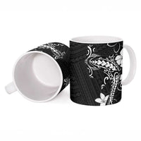 Black Hawaii Ceramic Mug Hammerhead Shark Tattoo Curve Polynesian - Polynesian Pride