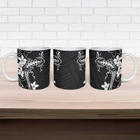 Black Hawaii Ceramic Mug Hammerhead Shark Tattoo Curve Polynesian - Polynesian Pride