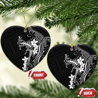 Black Hawaii Ceramic Ornament Hammerhead Shark Tattoo Curve Polynesian - Polynesian Pride