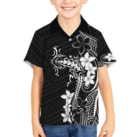 Black Hawaii Family Matching Off Shoulder Short Dress and Hawaiian Shirt Hammerhead Shark Tattoo Curve Polynesian - Polynesian Pride