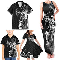 Black Hawaii Family Matching Tank Maxi Dress and Hawaiian Shirt Hammerhead Shark Tattoo Curve Polynesian - Polynesian Pride