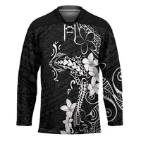 Black Hawaii Hockey Jersey Hammerhead Shark Tattoo Curve Polynesian LT14 Unisex Black - Polynesian Pride