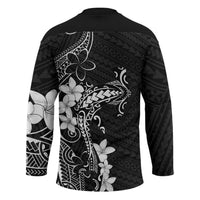 Black Hawaii Hockey Jersey Hammerhead Shark Tattoo Curve Polynesian LT14 - Polynesian Pride