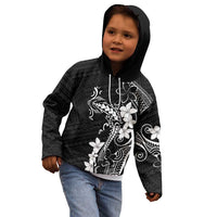 Black Hawaii Kid Hoodie Hammerhead Shark Tattoo Curve Polynesian - Polynesian Pride