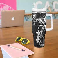 Black Hawaii Tumbler With Handle Hammerhead Shark Tattoo Curve Polynesian - Polynesian Pride