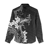 Black Hawaii Women Casual Shirt Hammerhead Shark Tattoo Curve Polynesian - Polynesian Pride