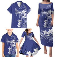 Blue Hawaii Family Matching Puletasi and Hawaiian Shirt Hammerhead Shark Tattoo Curve Polynesian LT14 - Polynesian Pride