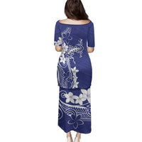 Blue Hawaii Family Matching Puletasi and Hawaiian Shirt Hammerhead Shark Tattoo Curve Polynesian LT14 - Polynesian Pride