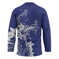 Blue Hawaii Hockey Jersey Hammerhead Shark Tattoo Curve Polynesian - Polynesian Pride