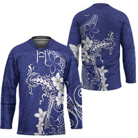 Blue Hawaii Hockey Jersey Hammerhead Shark Tattoo Curve Polynesian - Polynesian Pride