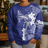 Blue Hawaii Kid Ugly Christmas Sweater Hammerhead Shark Tattoo Curve Polynesian - Polynesian Pride
