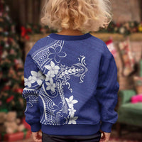 Blue Hawaii Kid Ugly Christmas Sweater Hammerhead Shark Tattoo Curve Polynesian - Polynesian Pride