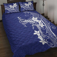 Blue Hawaii Quilt Bed Set Hammerhead Shark Tattoo Curve Polynesian - Polynesian Pride