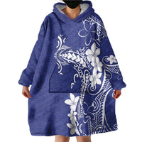 Blue Hawaii Wearable Blanket Hoodie Hammerhead Shark Tattoo Curve Polynesian - Polynesian Pride
