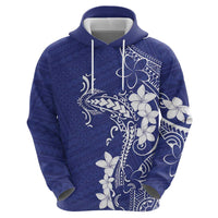 Blue Hawaii Zip Hoodie Hammerhead Shark Tattoo Curve Polynesian - Polynesian Pride