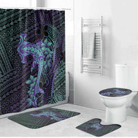Purple Paradise Hawaii Bathroom Set Hammerhead Shark Tattoo Curve Polynesian - Polynesian Pride