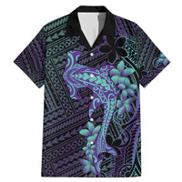 Purple Paradise Hawaii Family Matching Mermaid Dress and Hawaiian Shirt Hammerhead Shark Tattoo Curve Polynesian - Polynesian Pride