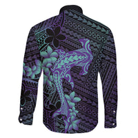 Purple Paradise Hawaii Family Matching Puletasi and Hawaiian Shirt Hammerhead Shark Tattoo Curve Polynesian - Polynesian Pride