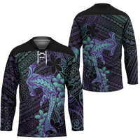 Purple Paradise Hawaii Hockey Jersey Hammerhead Shark Tattoo Curve Polynesian - Polynesian Pride