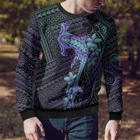 Purple Paradise Hawaii Ugly Christmas Sweater Hammerhead Shark Tattoo Curve Polynesian - Polynesian Pride