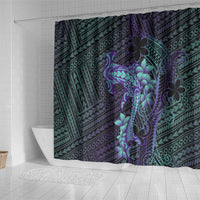 Purple Paradise Hawaii Shower Curtain Hammerhead Shark Tattoo Curve Polynesian - Polynesian Pride