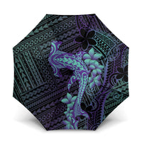 Purple Paradise Hawaii Umbrella Hammerhead Shark Tattoo Curve Polynesian - Polynesian Pride