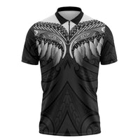 Poutama Korowai New Zealand Zipper Polo Shirt Aotearoa Maori Tattoo - Polynesian Pride