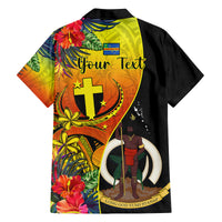 Personalised Vanuatu Tafea Day Family Matching Off Shoulder Maxi Dress and Hawaiian Shirt Coat Of Arms Mix Tropical Flowers LT14 - Polynesian Pride