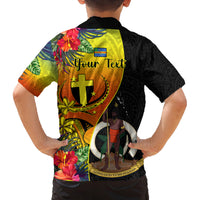 Personalised Vanuatu Tafea Day Family Matching Tank Maxi Dress and Hawaiian Shirt Coat Of Arms Mix Tropical Flowers LT14 - Polynesian Pride