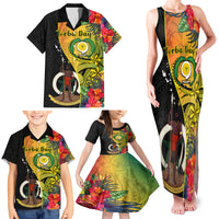 Vanuatu Torba Day Family Matching Tank Maxi Dress and Hawaiian Shirt Coat Of Arms Mix Tropical Flowers LT14 - Polynesian Pride