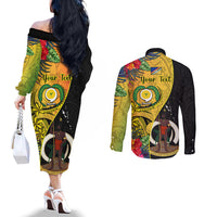 personalised-vanuatu-torba-day-couples-matching-off-the-shoulder-long-sleeve-dress-and-long-sleeve-button-shirts-coat-of-arms-mix-tropical-flowers