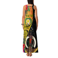 Personalised Vanuatu Torba Day Family Matching Tank Maxi Dress and Hawaiian Shirt Coat Of Arms Mix Tropical Flowers LT14 - Polynesian Pride