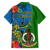 Vanuatu Malampa Day Family Matching Tank Maxi Dress and Hawaiian Shirt Coat Of Arms Mix Tropical Flowers LT14 - Polynesian Pride