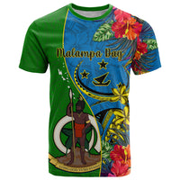 Vanuatu Malampa Day T Shirt Coat Of Arms Mix Tropical Flowers LT14 Green - Polynesian Pride