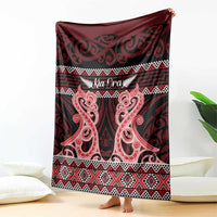 Kia Ora New Zealand Blanket Maori Language Week Whero Taniko Motif - Polynesian Pride