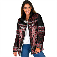 Kia Ora New Zealand Padded Jacket Maori Language Week Whero Taniko Motif - Polynesian Pride